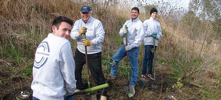 Jim Lang and the Waterfront Property Law team clearing the site at Paradise Creek Nature Park